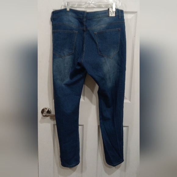 Thrill Dark Blue Distressed Boyfriend Jeans - Picture 2 of 5